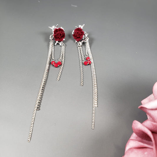 Flannel Red Rose Ear Cuff (EEC 1025)