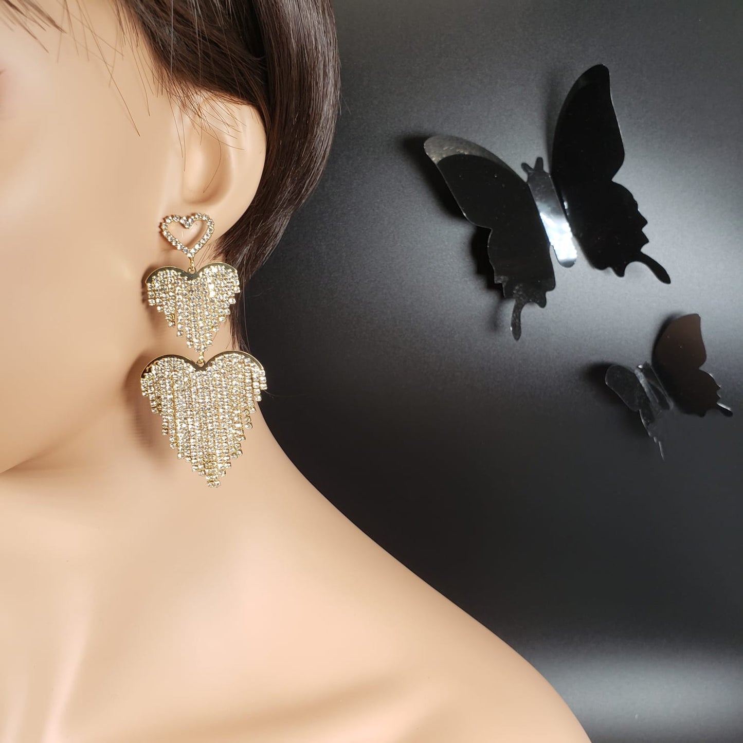 Heart Shape Tassel Dangle Earrings (EDE 2330)