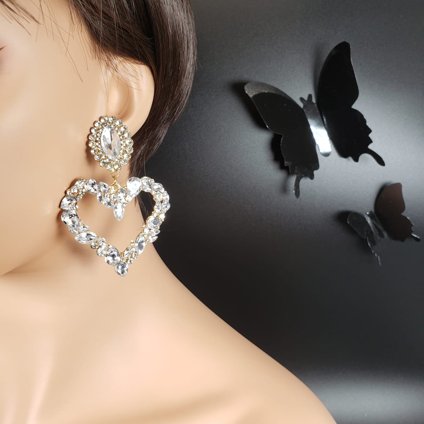 Pompous Big Heart Dangle Earrings (EDE 2338)