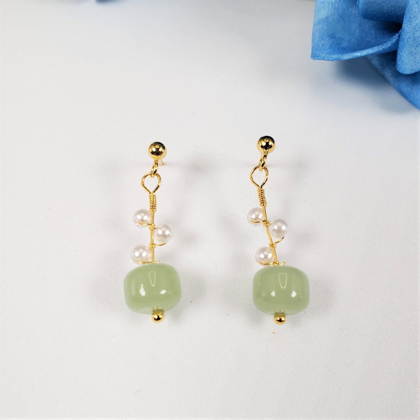 Nephrite Dangle Earrings (EDE 2317)