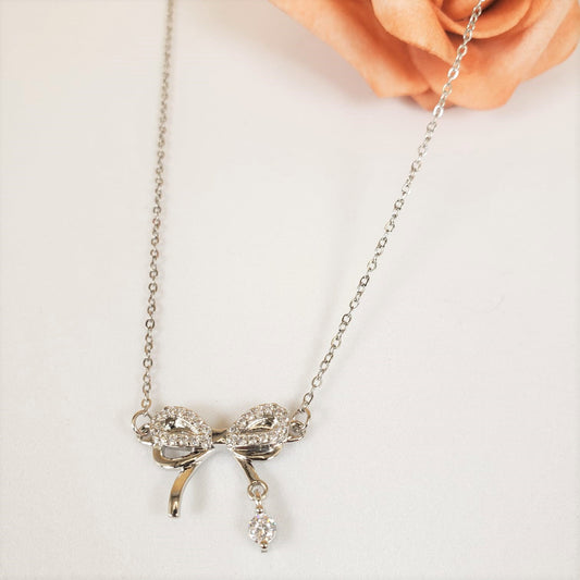 Elegant Zircon Bowtie Princess Necklace (PRN 3003)