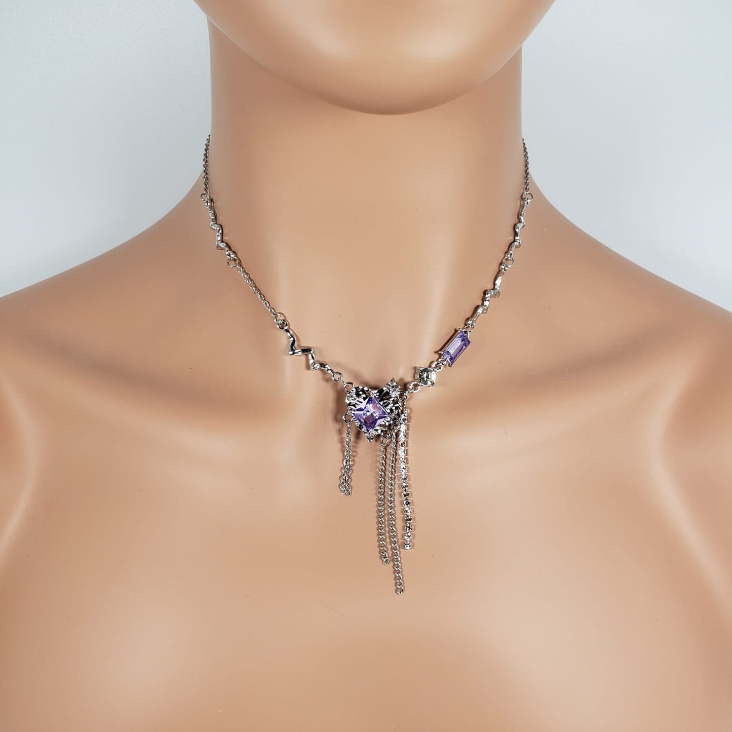 Amerthyst Tassel Collar Necklace (CON 4012)