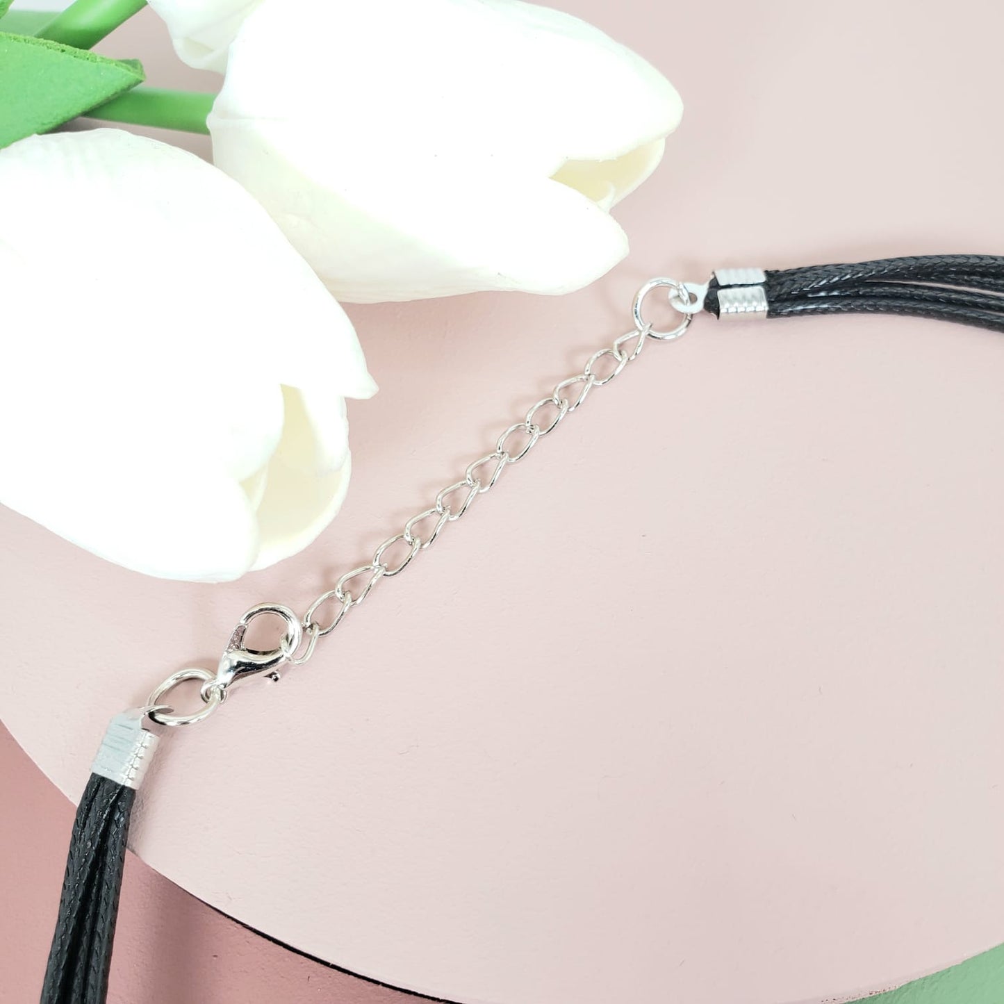 Grey Crystal Leather Rope Matinee Necklace (MAN 8002)